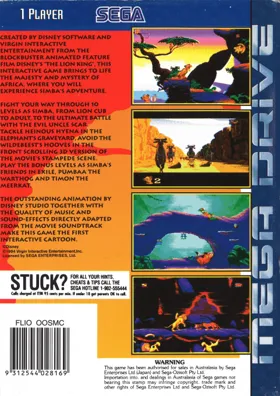 Lion King, The (World) box cover back